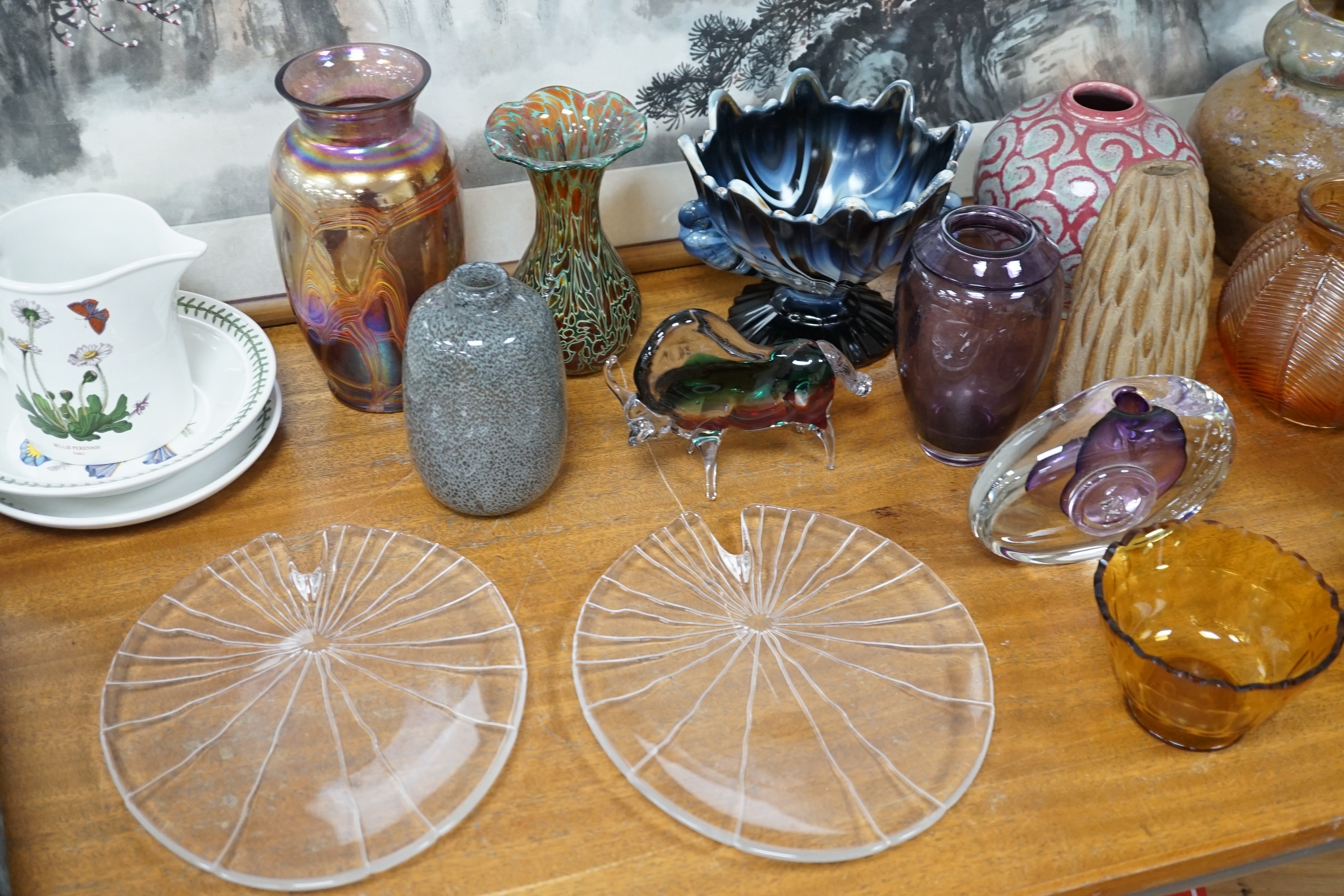 A group of 20th century Studio pottery and glassware